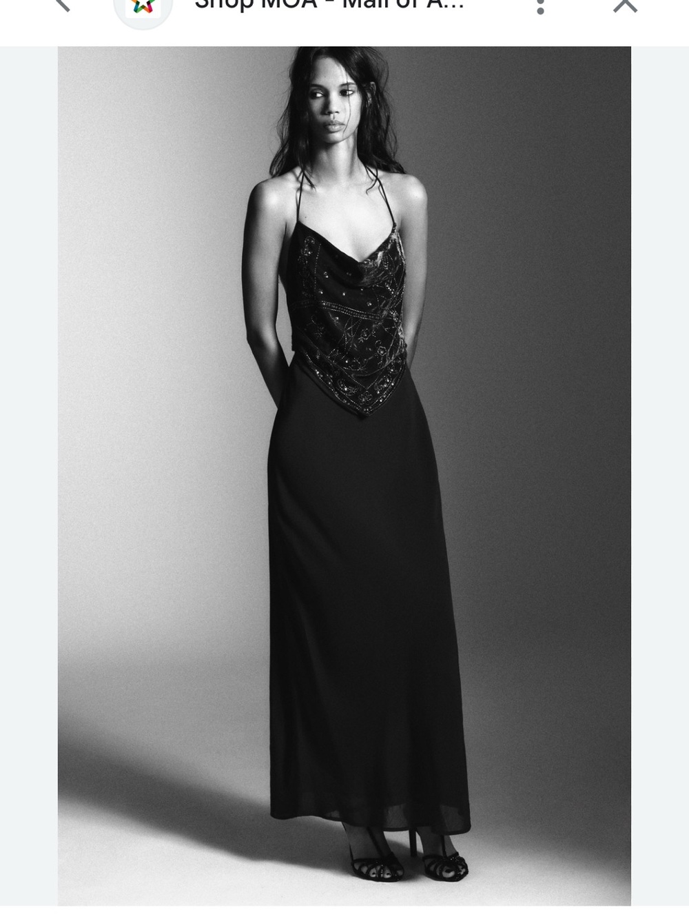 Zara velvet beaded Embellished Slip Maxi Dress